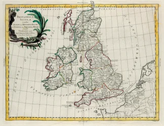 A Brit-szigetek, amelyeken Albion vagy Nagy-Britannia és Ivernia vagy Kis-Britannia található, G. Zuliani metszetét a Velencében 1785-ben kiadott Legújabb Atlasz I. Tome-jából vette át Antonio Zatta