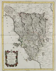 A Toszkána Nagyhercegség tartományaira oszlik, G. Zuliani metszete az Antonio Zatta által 1783-ban Velencében kiadott „Legújabb atlasz” II.