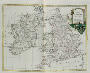Anglia és Írország királyságai, G. Zuliani metszete az Antonio Zatta 1776-ban Velencében kiadott Legújabb Atlasz I. Tomejából vett, magángyűjtemény