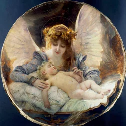 "Az őrangyal" Gabriel Joseph Marie Ferrier (1847-1914) festménye Magángyűjtemény