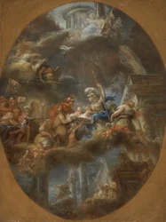 A nemesség felajánlja a császári orosz gyerekeket Minervának, 1795 körül (olaj, vászon)