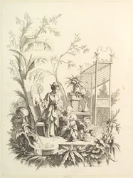 Chinoiserie figurákkal egy tájban, 18. század.