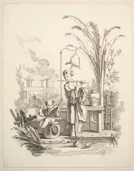 Fuvolaművész és egy gyermek Timpanista, kb. 1742.