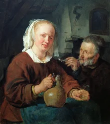 Egy férfi és egy nő a bornál