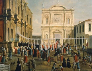 Dózsa és urak a San Rocco templomban szent napon, Gabriel Bella (1730-1799) Olaj, vászon, 92,5x145,5 cm, Részlet