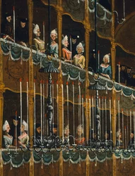 Ebéd a San Beneto Színházban, amelyet a dózse ajánlott fel az északi hercegek tiszteletére, Velence, Gabriel Bella (1730-1799) Olaj, vászon, részlet