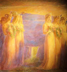 Szűz temetése, Gaetano Previati (1852-1920), Részlet a központi részről