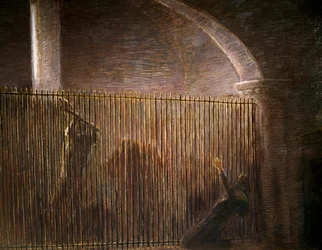 Parisina, Gaetano Previati (1852-1920) festménye, Pietro Mascagni (1863-1945) homonim operája IV. felvonásának utolsó jelenete, olaj, vászon