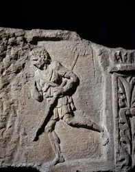Art Gallo Romain: egy gladiátort ábrázoló sztélé. Kr.e. 50-100. Metz. Szépművészeti Múzeum