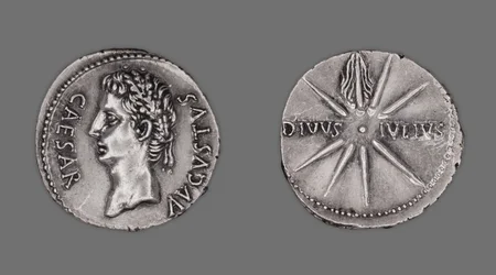 Denarius, aki Augustus császárt ábrázolja, ie 19-18