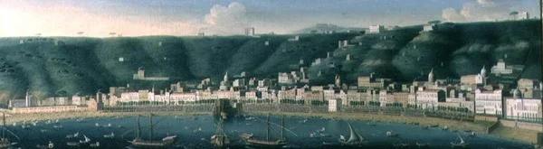 Nápoly látképe a tenger felől a Castel dellOvo és Chiaia külvárosával, 1731