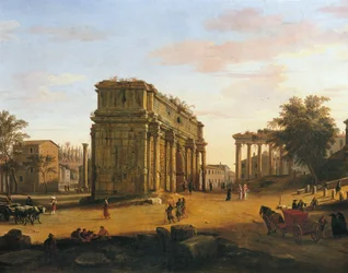 Septimius Severus íve Rómában, Gaspar van Wittel (1652 vagy 1653-1736), olaj, panel, 565 x 9056 cm, Részlet