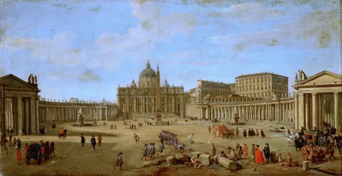 Szent Péter tér, Róma - Caspar Adriaensz. van Wittel (Gaspare Vanvitelli) (1656-1736). Olaj, vászon, kb 1705. Mérete: 44,5x84,2 cm. Művészettörténeti Múzeum, Vienne