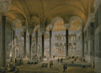Hagia Sophia, 6. tábla: az északi hajó, vésette Louis Haghe (1806-85), megjelent 1852