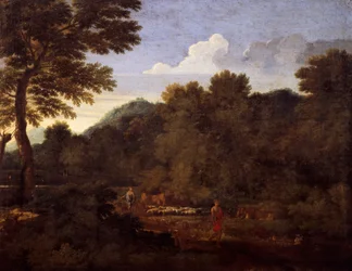 Táj birkanyájjal, Gaspard Dughet (1615-1675), olaj, vászon, 50x66 cm.