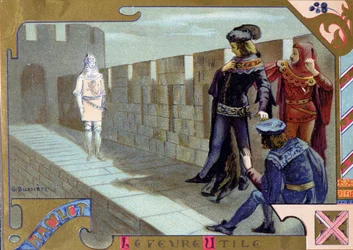A király szelleme megjelenik Hamletnek, jelenet William Shakespeare (1564-1616) „Hamlet” című művének I. felvonásából
