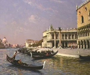 Velence: Dózse palota, Marciana Könyvtár és Santa Maria della Salute a távolban