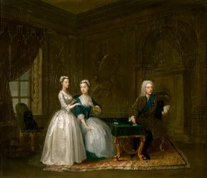 „János, Montagu 2. hercegének, feleségének és fiatalabb lányának portréja”, 1730