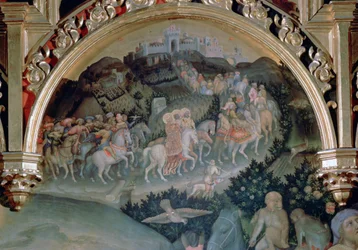 Mágusok imádása A Strozzi-oltárkép, részlet, 1423