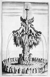 Szökőkút kutyadizájnnal, 1664