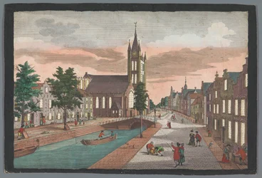 Kilátás a régi templomra Delftben Prospect der Alten Kirche, der Stadt Delft (cím a tárgyon)