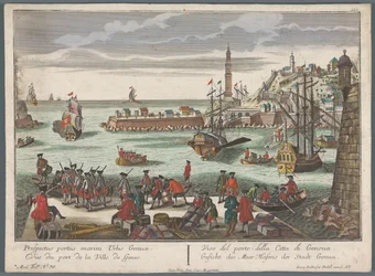 Kilátás a genovai kikötőre Gesicht des Meer Hafens der Stadt Genoa (cím a tárgyon) Kikötői kilátás (sorozat címe)