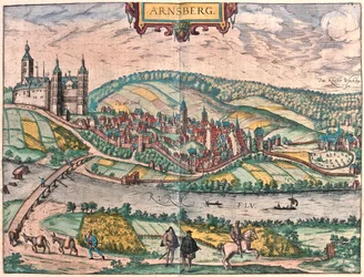 Arnsberg, Németország - Georg Braun "Civitates Orbis Terrarum" című művében, Köln 1617.