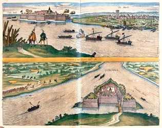 Komoron, Magyarország - Georg Braun "Civitates Orbis Terrarum" című művében, Köln 1617.