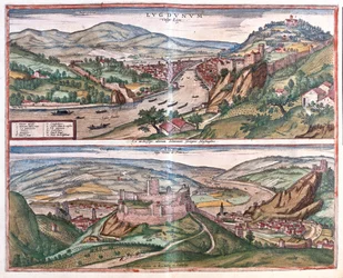 Lyon - Vienne, Franciaország - Georg Braun "Civitates Orbis Terrarum" című művében, Köln, 1617.