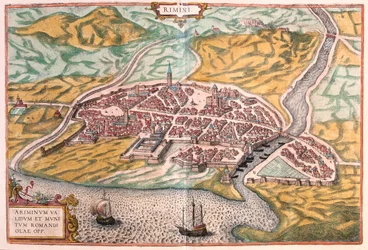 Rimini, Olaszország - Georg Braun "Civitates Orbis Terrarum" című művében, Köln 1617.