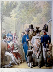 Boulevard des Italians, a Hardy kávézó Párizsban a XIX. A német Georg Emanuel Opitz (1775-1841) litográfiája