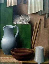 Csendélet macskával (kályhasarok)