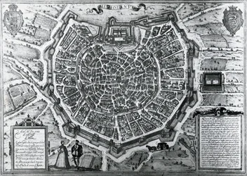 Milánó várostérképe, 1572, Antonio Lafreri (1512-1577), Georg Braun és Franz Hogenberg, Olaszország