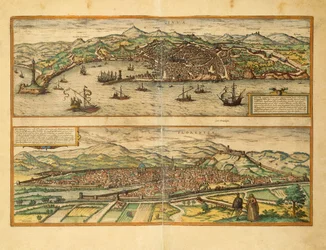 Georg Braun Genova és Firenze térképe az Egyesült Államokból