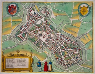 Georg Braun (1541-1622) és Frans Hogenberg (1535-1590) „” Civitates Orbis Terrarum”-ból Lille városának térképe 1572-1617 körül. Párizs, B.N.