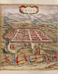 Peru, Cuzco városa, Georg Braun metszete