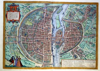 Kilátás Párizs városára a 16. század végén. Atlas de Braun & Hogenberg, Amszterdam