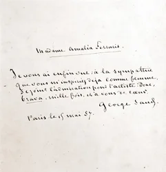 George Sand (Aurore Dupin, Baronne Dudevant) (1804-1876) levele Madame Amalia Ferrarisnak, Párizs március 19.