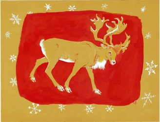 Rénszarvas, 1960-as évek (gouache színes kártyán)