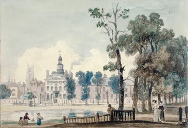 A régi Bethlehem Kórház külső nézete, Moorfields, London City, 1811