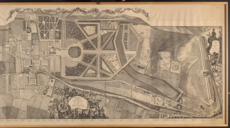 A kensingtoni plébánia topográfiai felmérése a királyi palota és kertek, a Hyde Park és a Knightsbridge terveivel és domborzataival