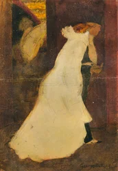 Kilép a színházból, 1898