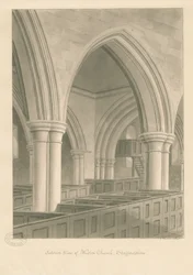 A Weston-on-Trent templom belseje: szépia rajz, 1841