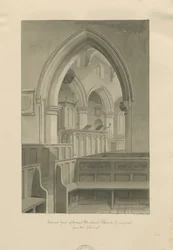 Lichfield - Szent Mihály templom belseje: szépia rajz