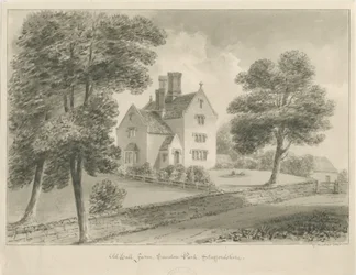 Sandon - Old Hall Farm: szépia mosás rajz