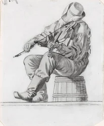 Hegedűs (tanulmány a The Jolly Flatboatmenhez) (recto)