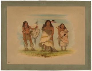 Comanche főnök, felesége és egy harcos, 1861 (olaj, kartonra szerelt kártya)