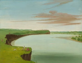 Távoli kilátás a Mandan falura, 1832.