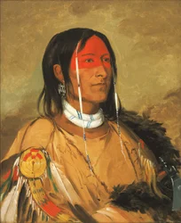 Eeh-tow-wées-ka-zeet, Akinek szeme van a háta mögött, más néven Broken Arm, a Foremost Brave, 1832.