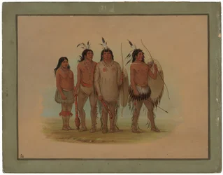 Kiowa főnöke, felesége és két harcos